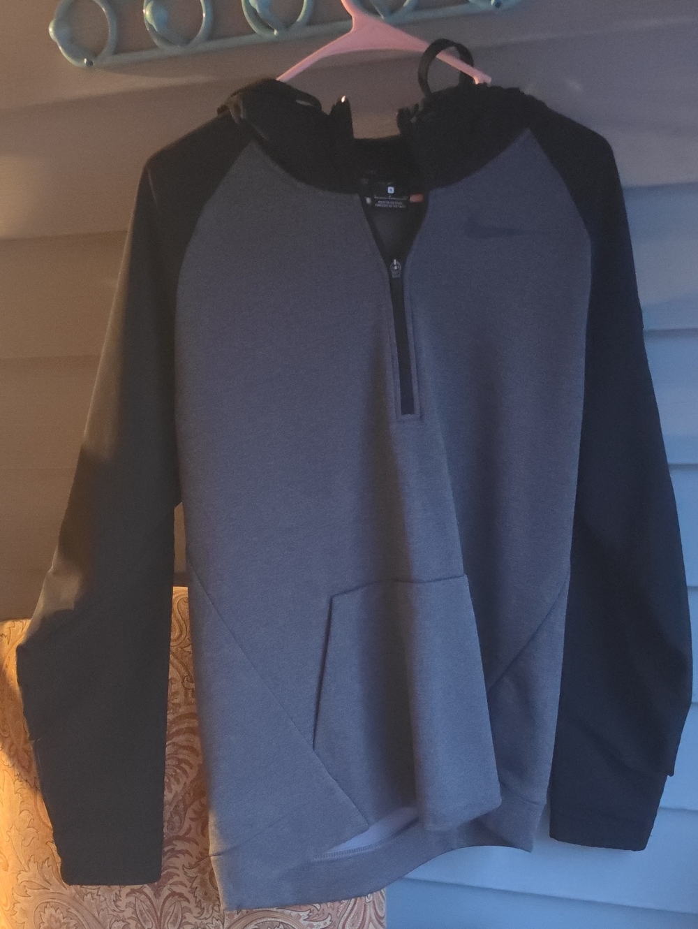 Nike Dark Gray and Black Half-Zip Pullover Hoodie